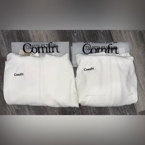 NWT Comfrt Men's White Zip Up Sweater